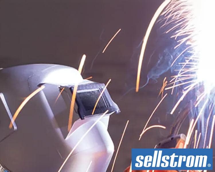 Close-up of Sellstrom PPE protecting the wearer from workplace hazards such as sparks and flying debris.